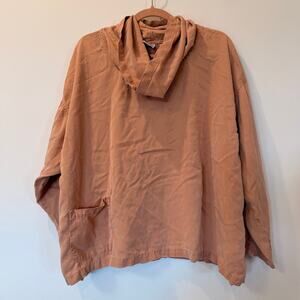 Gerties Made in USA orange salmon tan cowl funnel neck shirt L lagenlook